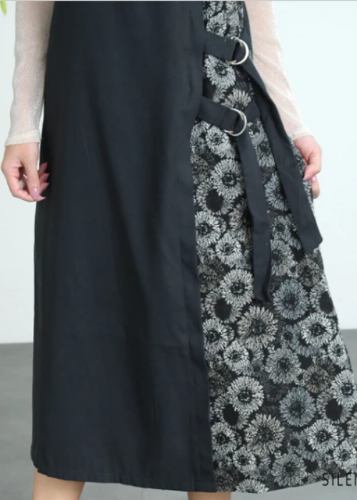 ゴブラン柄アシメ切替深Vジャンスカ