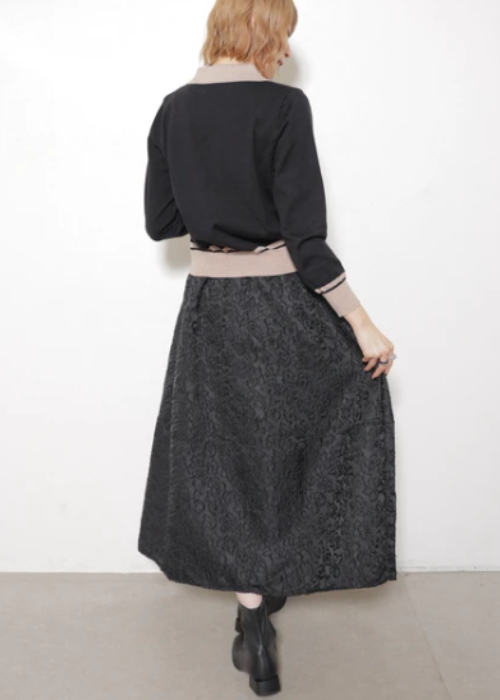 襟付き配色ニットカーディガン