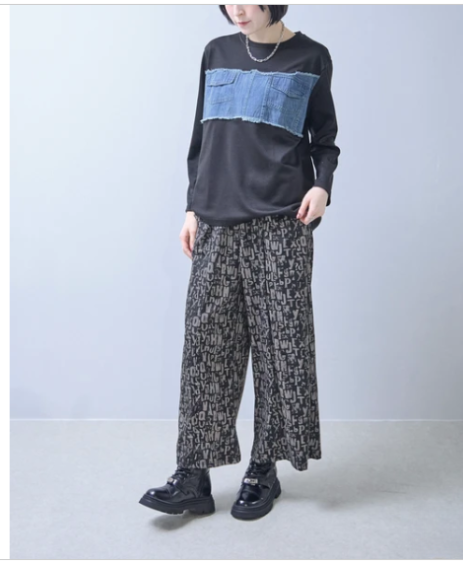 デニム切り替えプルオーバー