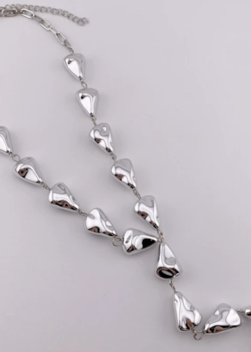 変形silverショートＹ字ネックレス