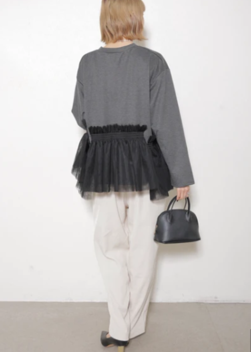 チュール付き長袖　トップス