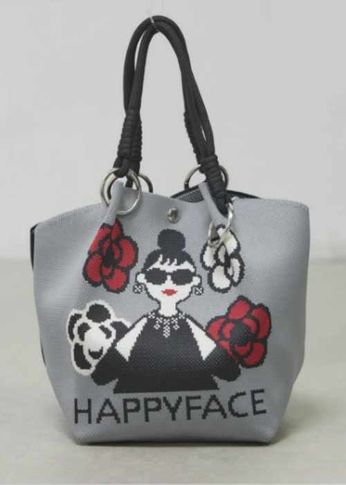 カメリア柄ニットバッグ