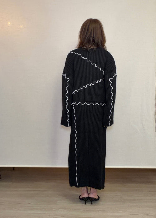 メロウ配色クルーネックニット・セットアップ