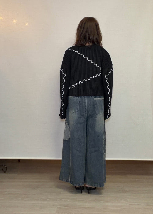 メロウ配色クルーネックニット・セットアップ