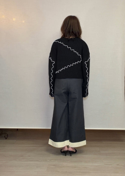 メロウ配色クルーネックニット・セットアップ