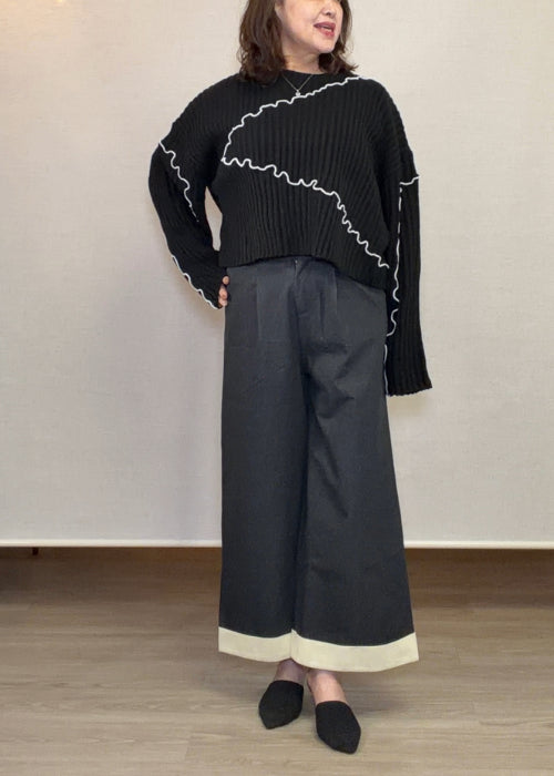 メロウ配色クルーネックニット・セットアップ