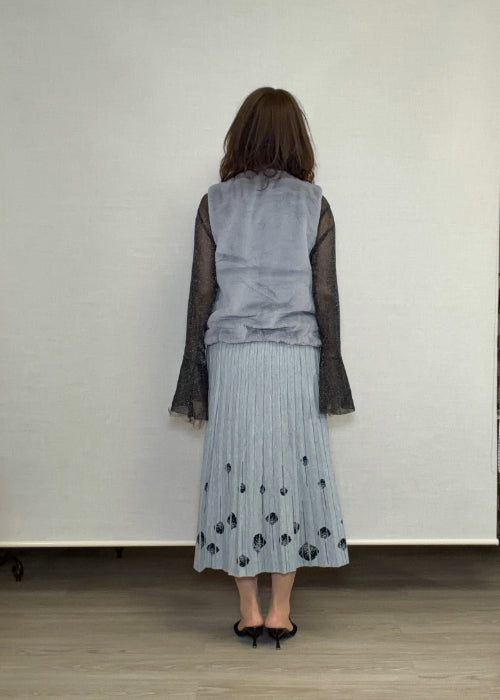 フェイクパールボタン付き・エコファーベスト