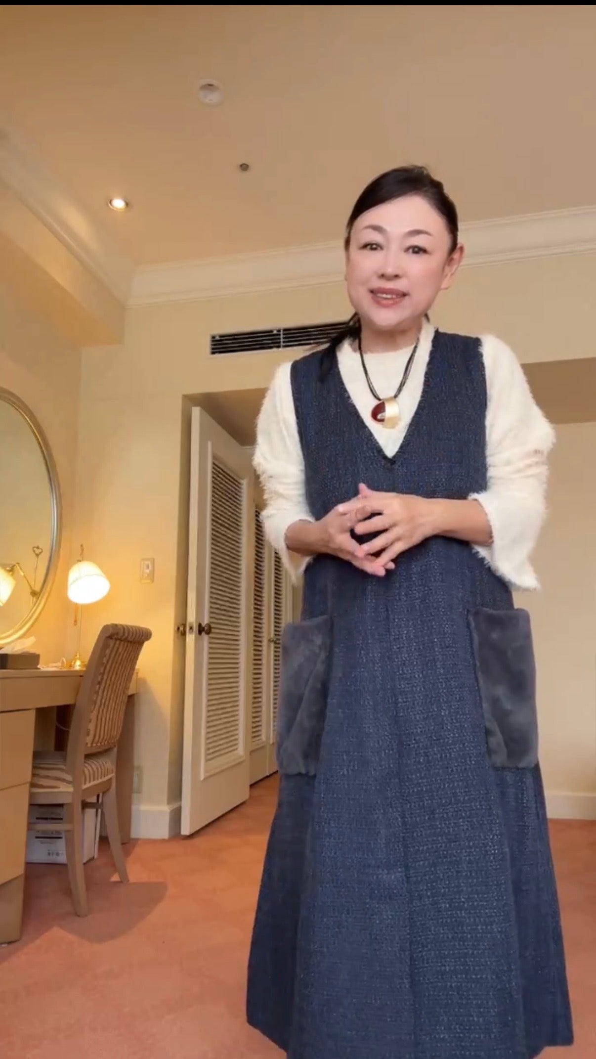 ファーポケットツィードジャンパースカート