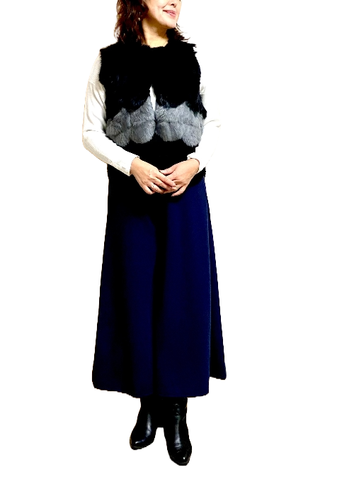 デザインリアルファー付きジレ